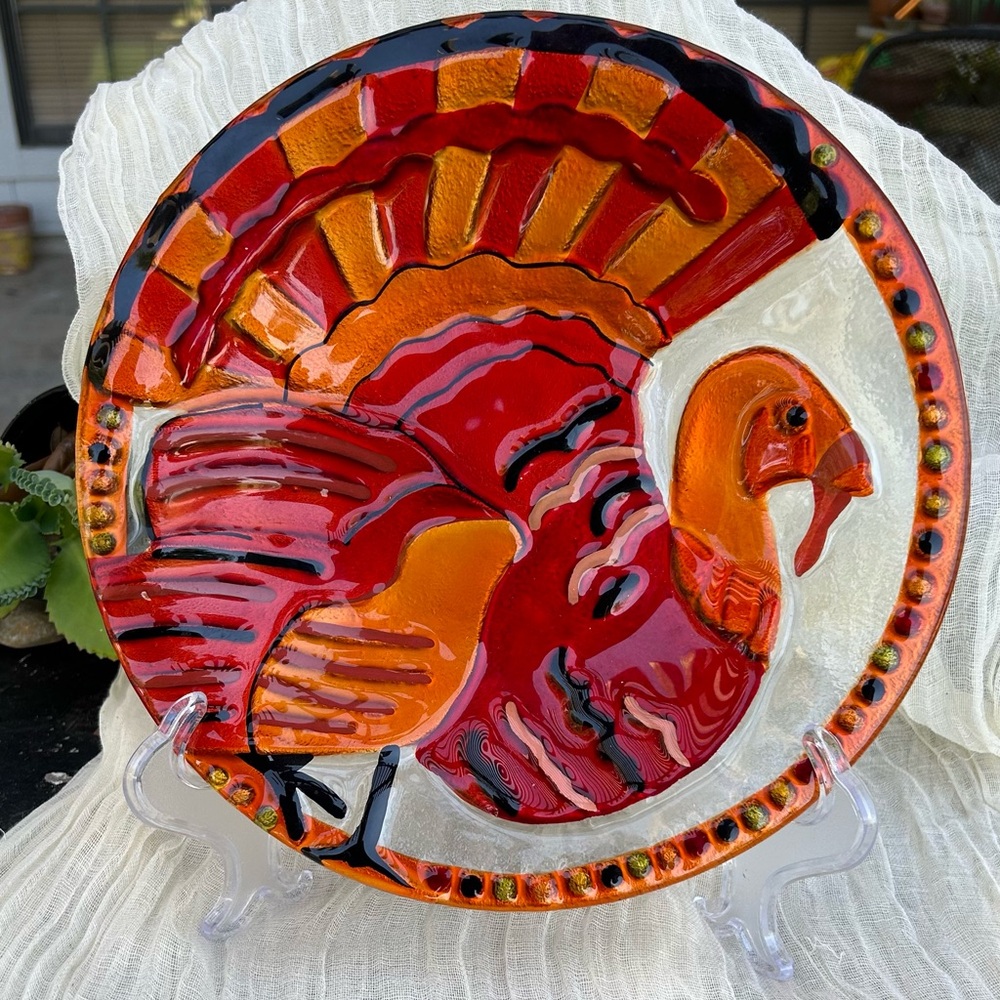 Silvestri Lori Seibert Turkey Glass Fusion Plate